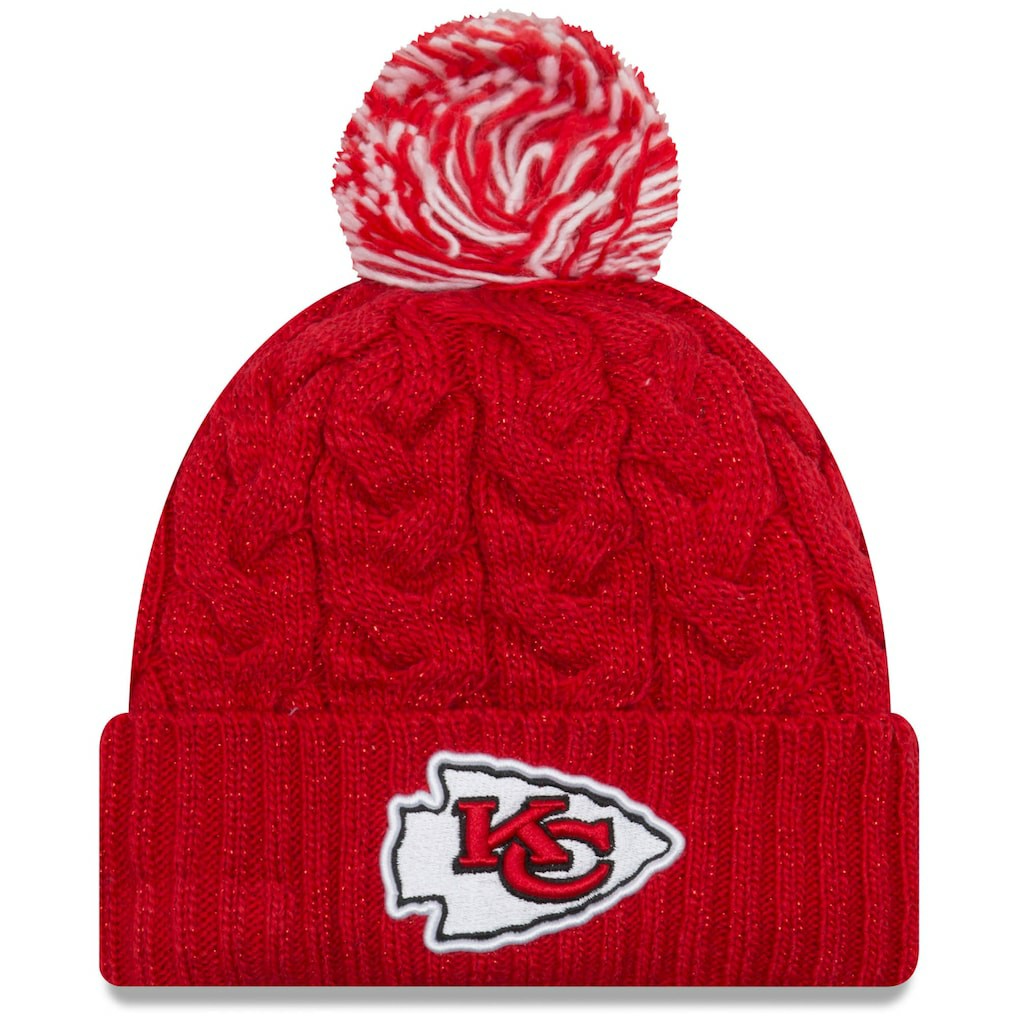 Kansas City Chiefs New Era Women's Cozy Cable Cuffed Knit Hat Red | NFL
