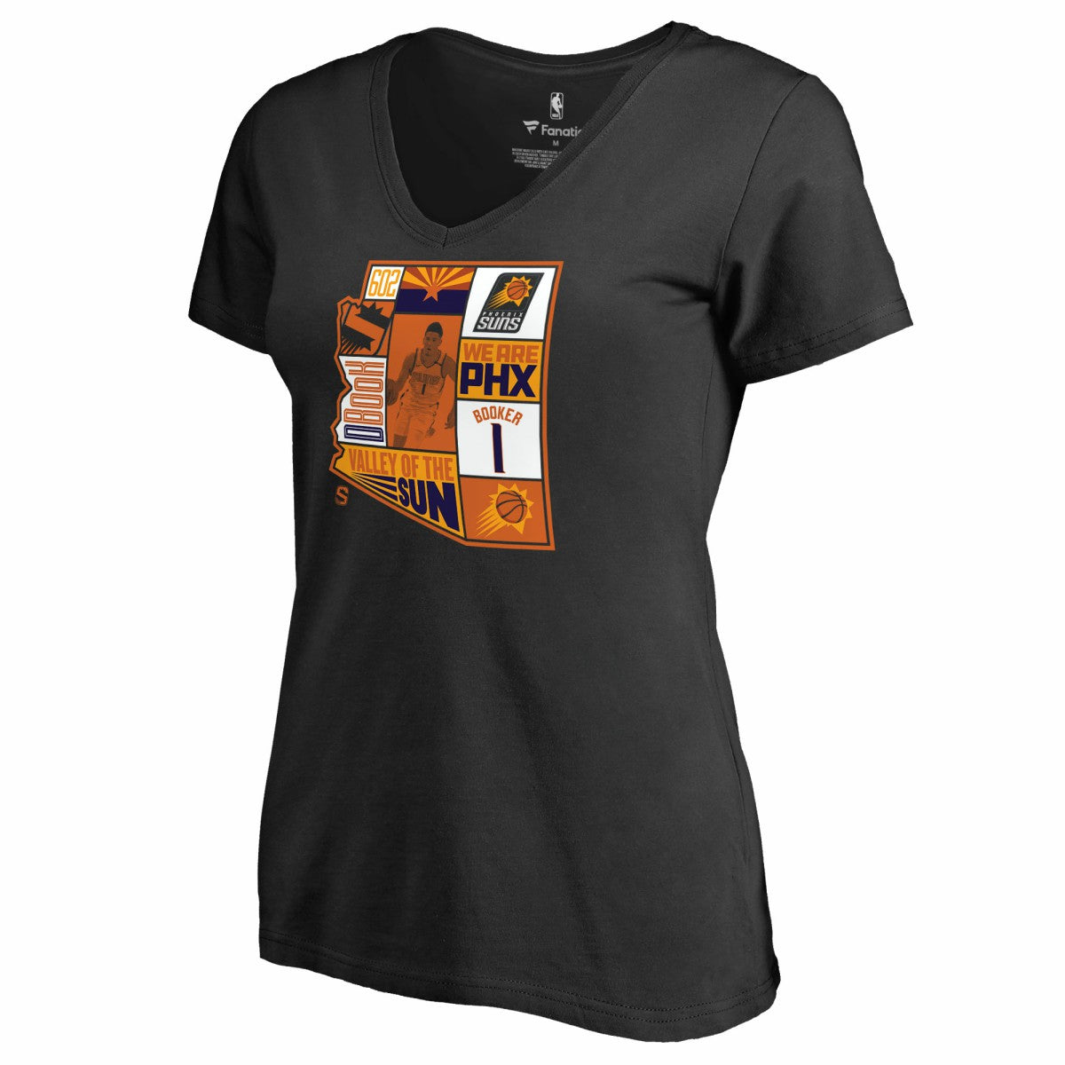 Devin Booker Phoenix Suns Women's Player State V-Neck T-Shirt Black - NBA