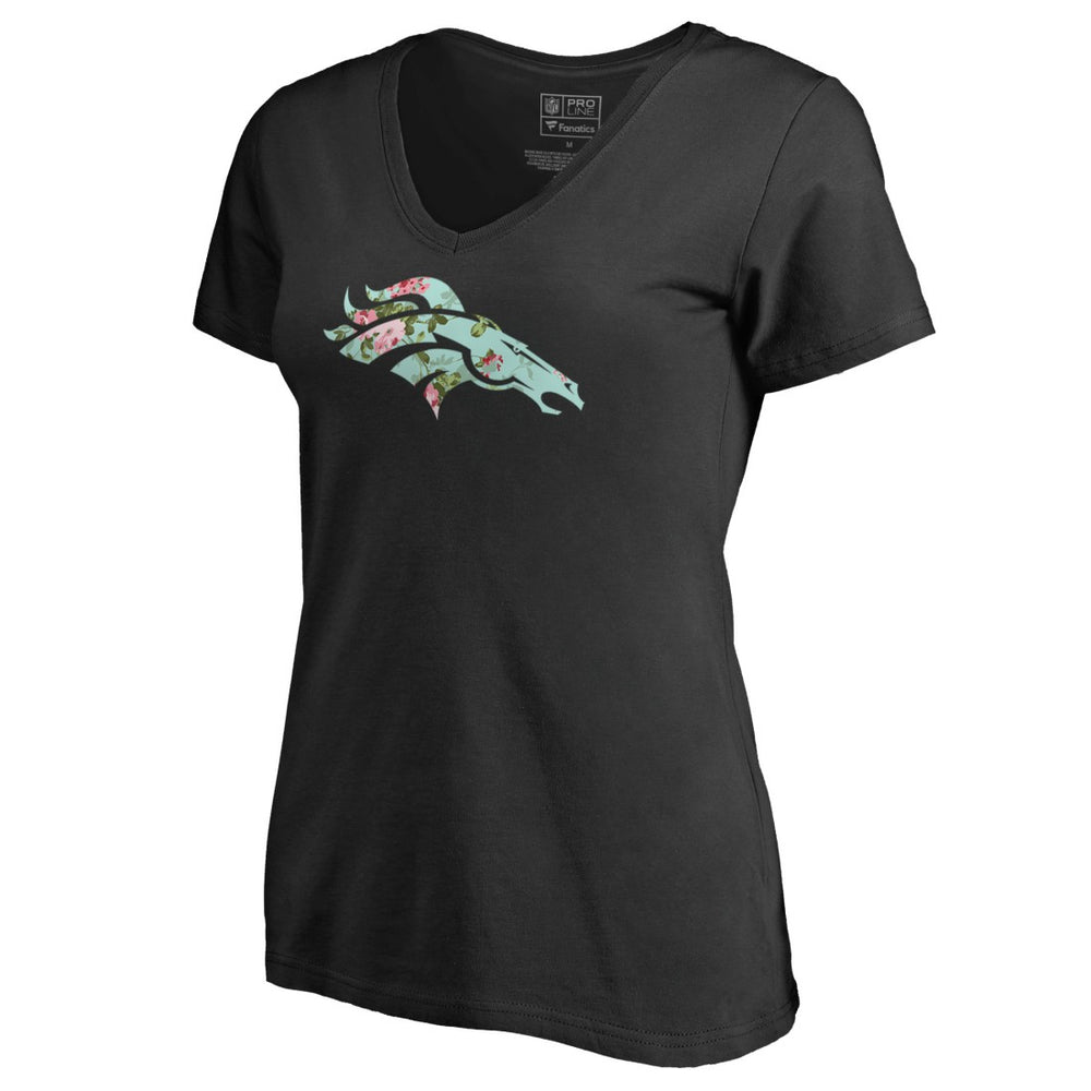 Denver Broncos Women's Lovely V-Neck T-Shirt Black | NFL