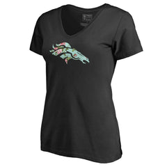 Denver Broncos Women's Lovely V-Neck T-Shirt Black | NFL