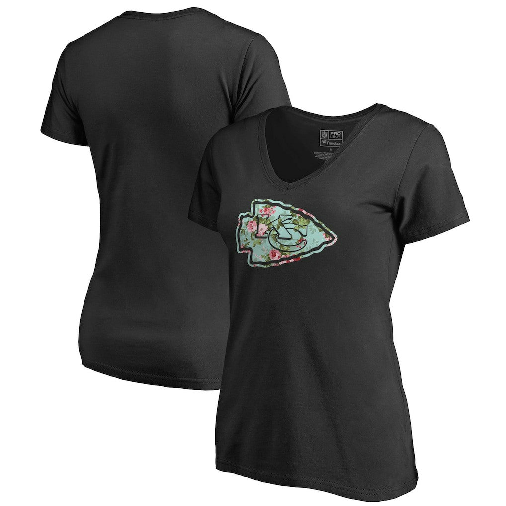 Kansas City Chiefs Women's Lovely V-Neck T-Shirt Black | NFL
