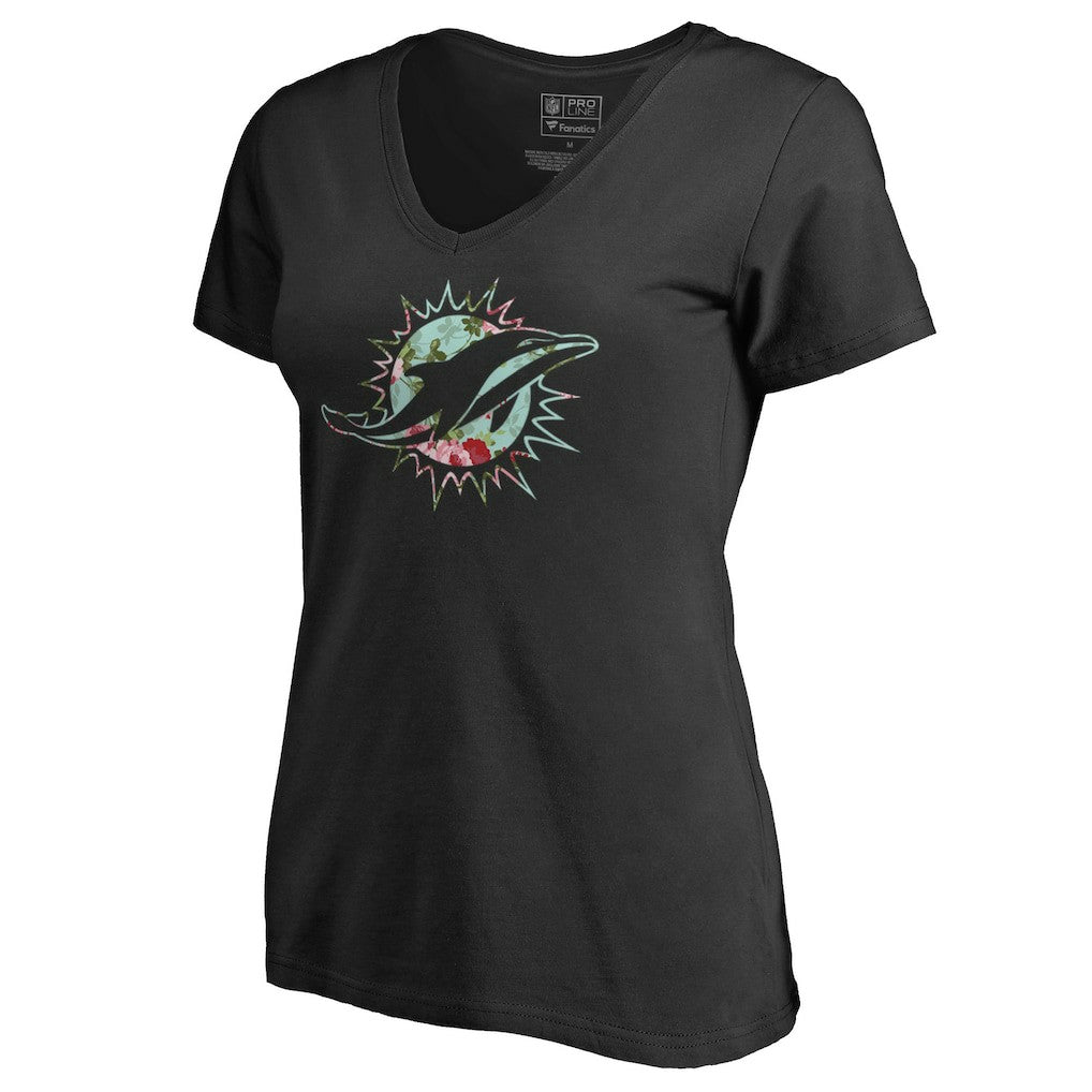 Miami Dolphins Women's Lovely V-Neck T-Shirt Black | NFL
