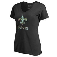 New Orleans Saints Women's Lovely V-Neck T-Shirt Black | NFL