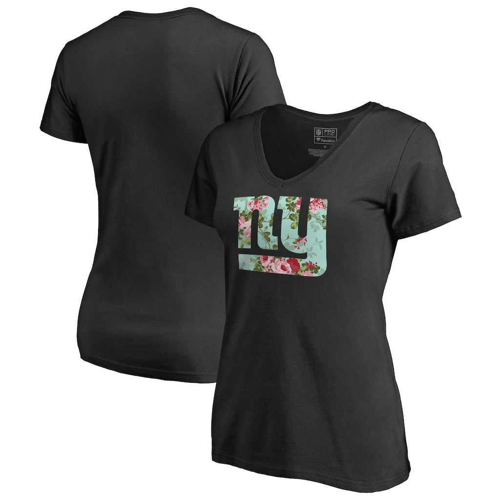 New York Giants Women's Lovely V-Neck T-Shirt Black | NFL