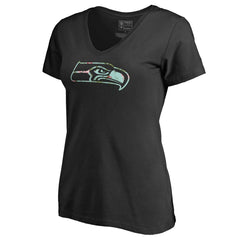 Seattle Seahawks Women's Lovely V-Neck T-Shirt Black | NFL