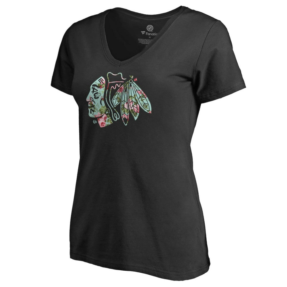 Chicago Blackhawks Women's Lovely V-Neck T-Shirt - Black - NHL