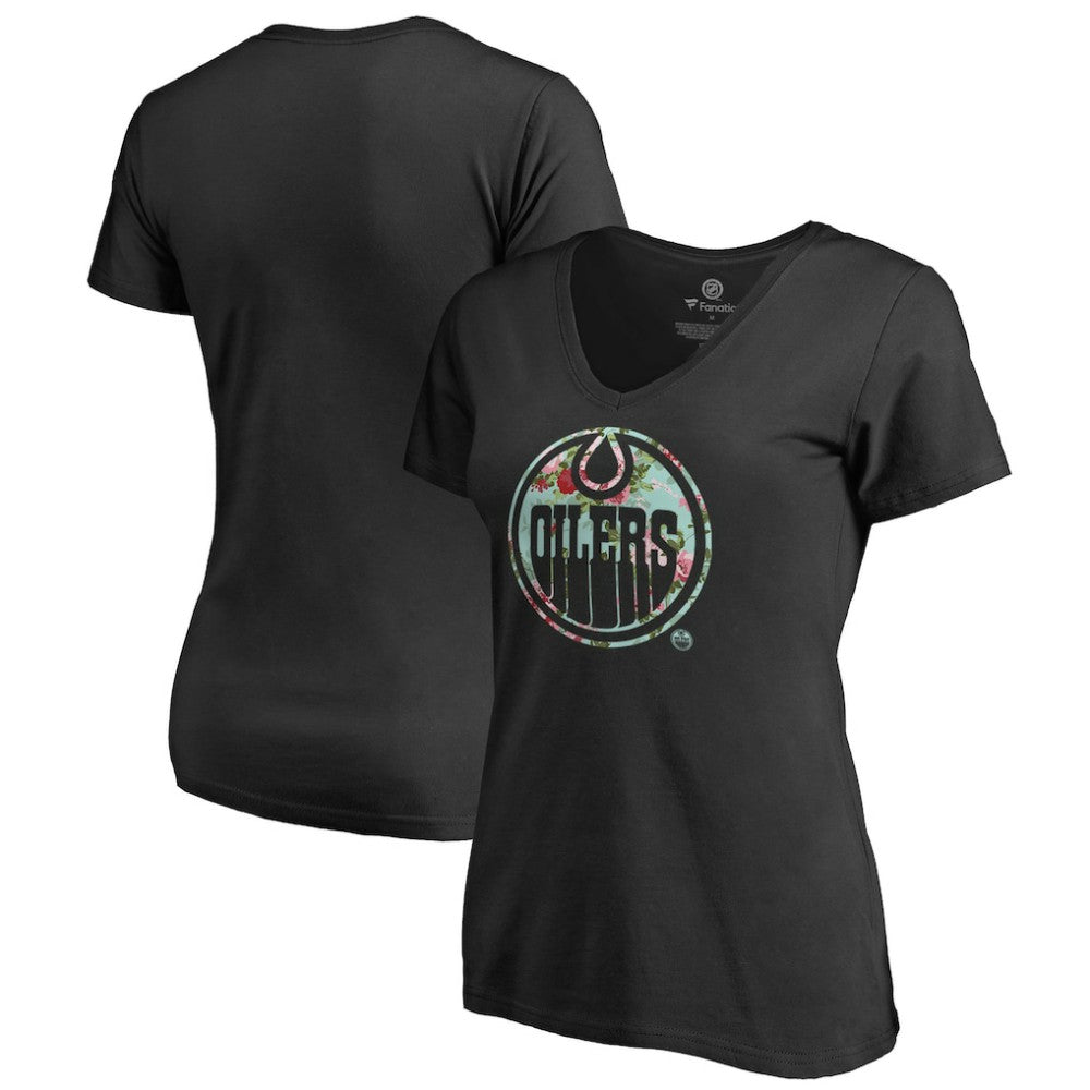 Edmonton Oilers Women's Lovely V-Neck T-Shirt - Black - NHL