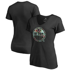 Edmonton Oilers Women's Lovely V-Neck T-Shirt - Black - NHL