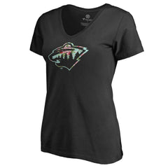Minnesota Wild Women's Lovely V-Neck T-Shirt - Black - NHL