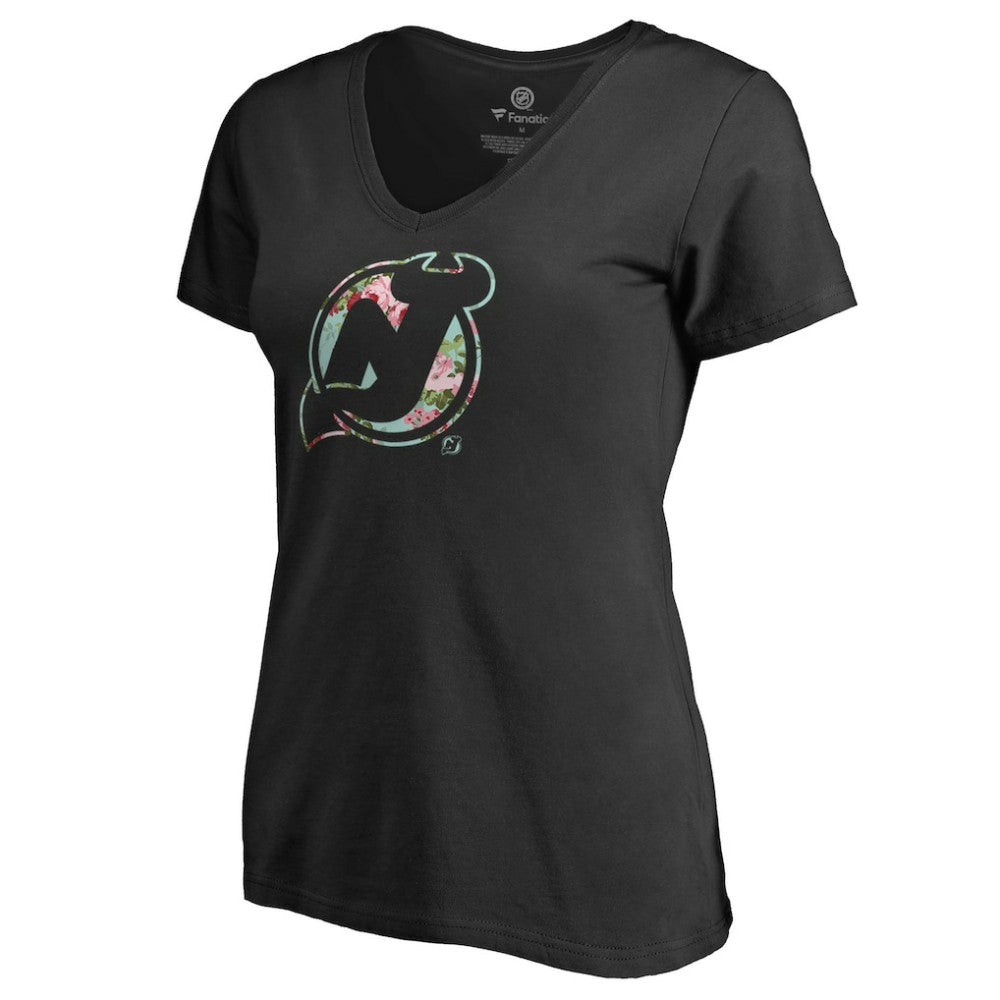 New Jersey Devils Women's Lovely V-Neck T-Shirt - Black - NHL