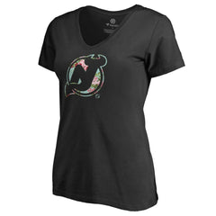 New Jersey Devils Women's Lovely V-Neck T-Shirt - Black - NHL