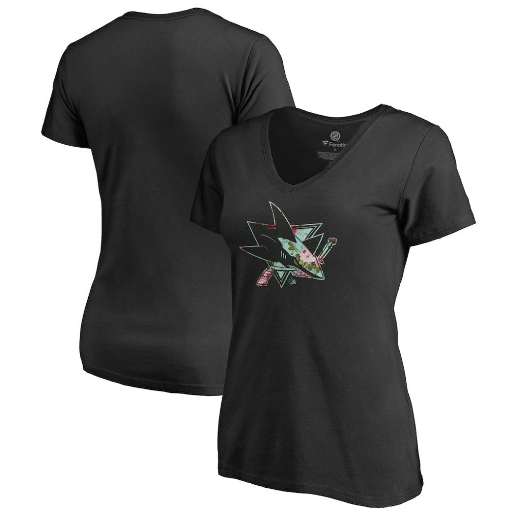 San Jose Sharks Women's Lovely V-Neck T-Shirt - Black - NHL