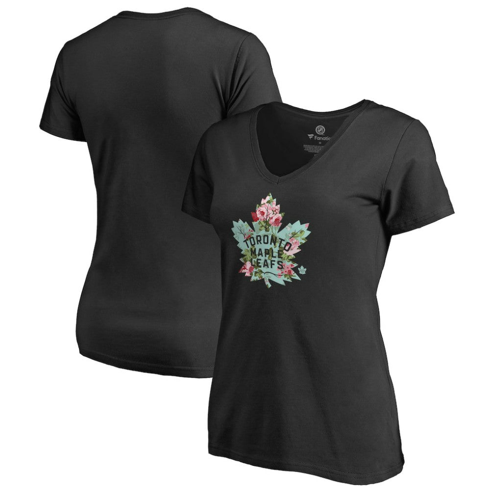 Toronto Maple Leafs Women's Lovely V-Neck T-Shirt - Black - NHL