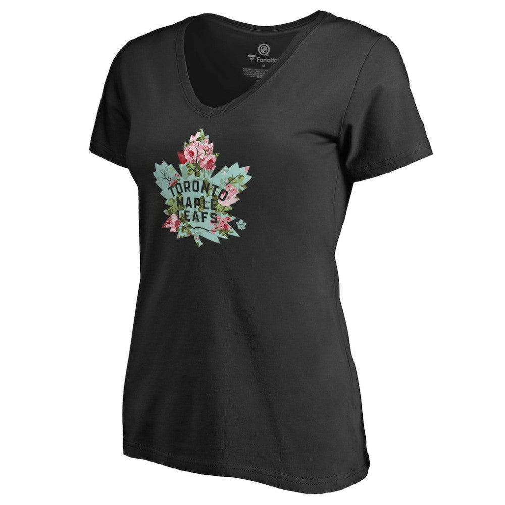 Toronto Maple Leafs Women's Lovely V-Neck T-Shirt - Black - NHL
