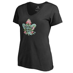 Toronto Maple Leafs Women's Lovely V-Neck T-Shirt - Black - NHL