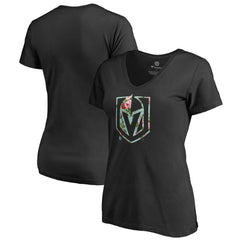 Vegas Golden Knights Women's Lovely V-Neck T-Shirt - Black - NHL