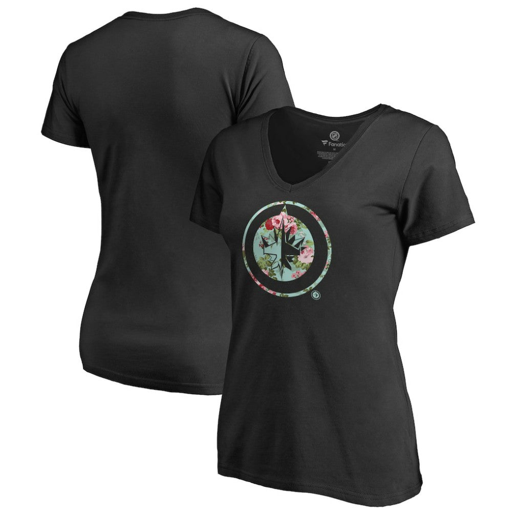 Winnipeg Jets Women's Lovely V-Neck T-Shirt - Black - NHL