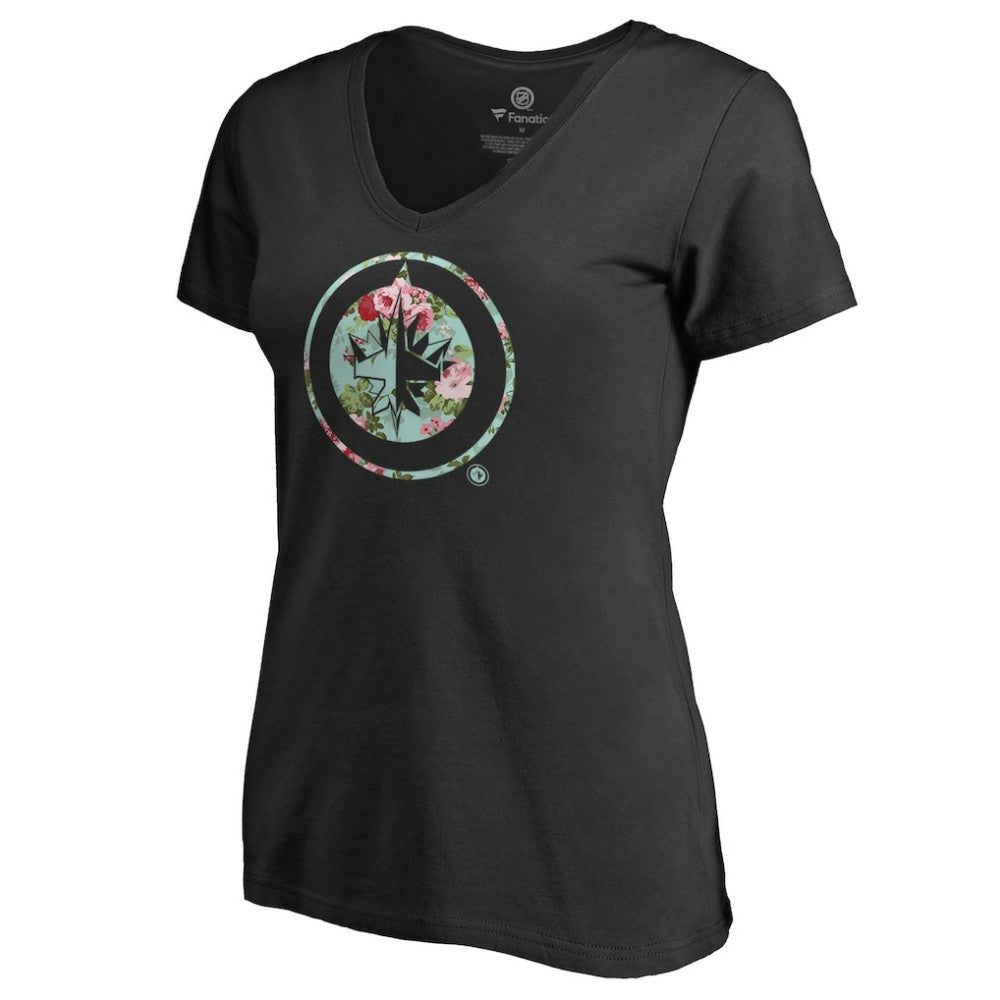 Winnipeg Jets Women's Lovely V-Neck T-Shirt - Black - NHL
