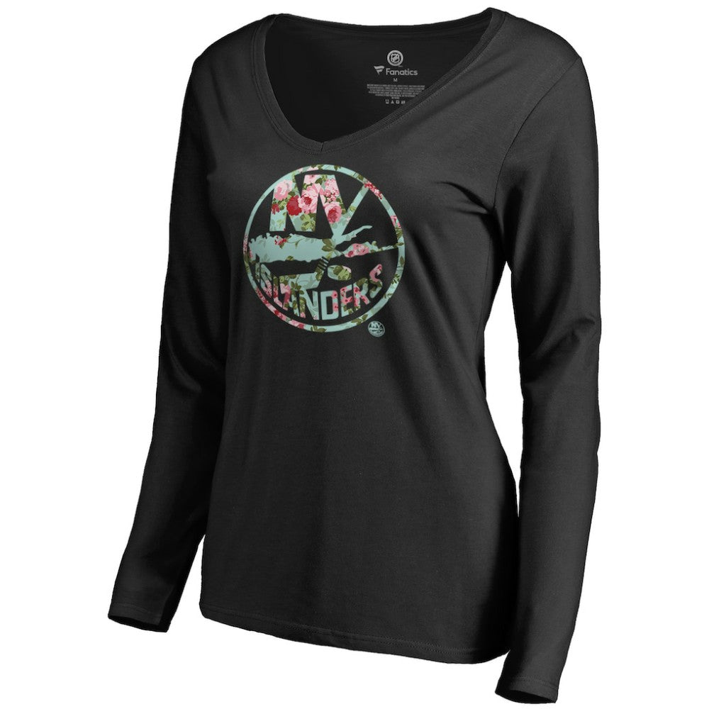 New York Islanders Women's Lovely Long Sleeve V-Neck T-Shirt - Black - NHL