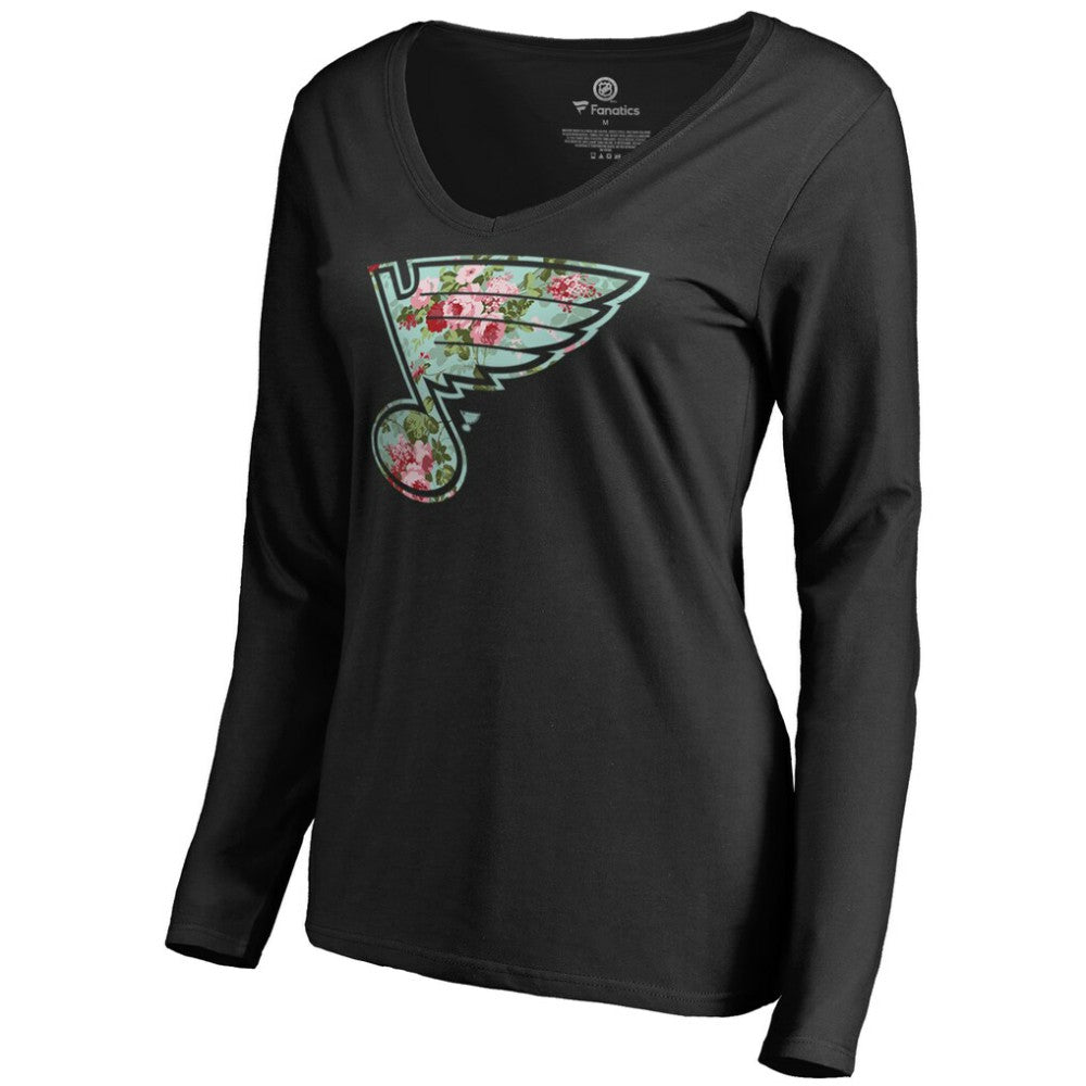 St. Louis Blues Women's Lovely Long Sleeve V-Neck T-Shirt - Black - NHL