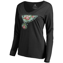 St. Louis Blues Women's Lovely Long Sleeve V-Neck T-Shirt - Black - NHL