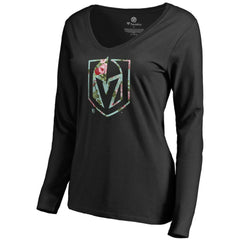 Vegas Golden Knights Women's Lovely Long Sleeve V-Neck T-Shirt - Black - NHL