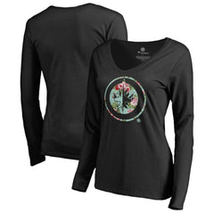 Winnipeg Jets Women's Lovely Long Sleeve V-Neck T-Shirt - Black - NHL