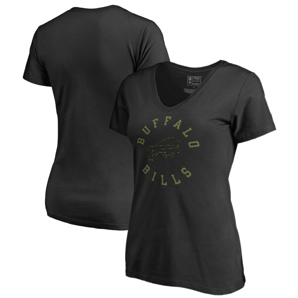 Buffalo Bills Women's Camo Collection Liberty V-Neck T-Shirt Black | NFL