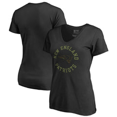 New England Patriots Women's Camo Collection Liberty V-Neck T-Shirt Black | NFL