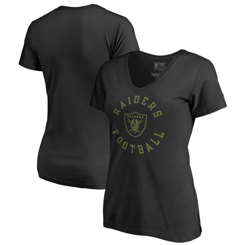 Las Vegas Raiders Women's Camo Collection Liberty V-Neck T-Shirt Black | NFL