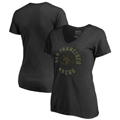 San Francisco 49ers Women's Camo Collection Liberty V-Neck T-Shirt Black | NFL