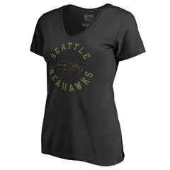 Seattle Seahawks Women's Camo Collection Liberty V-Neck T-Shirt Black | NFL