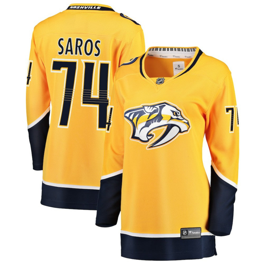 Juuse Saros Nashville Predators Fanatics Women's Breakaway Player Jersey - Gold - NHL