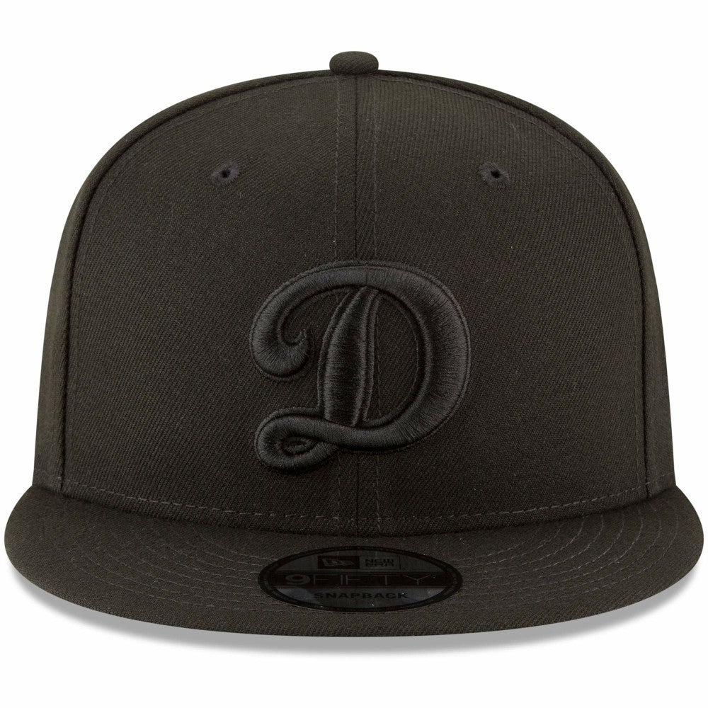Los Angeles Dodgers New Era Script Logo Black on Black 9FIFTY Snapback Adjustable Hat - MLB