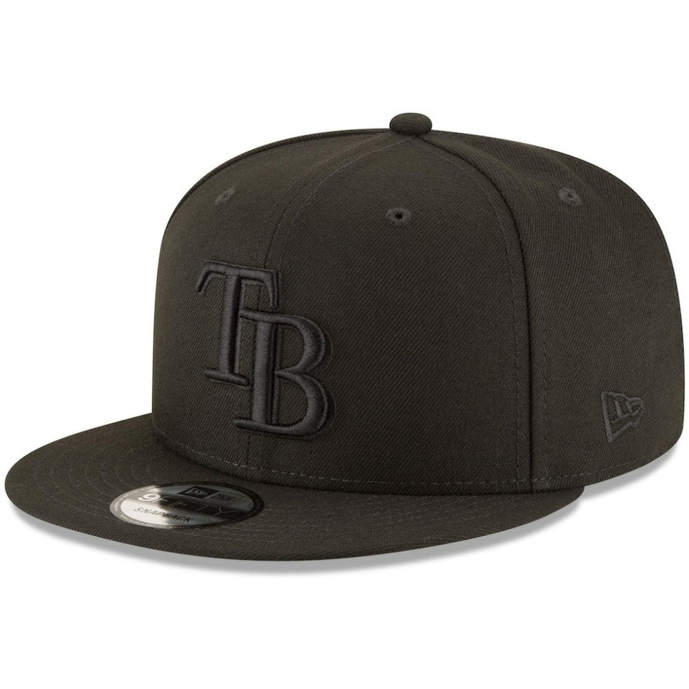 Tampa Bay Rays New Era Black on Black 9FIFTY Team Snapback Adjustable Hat - MLB