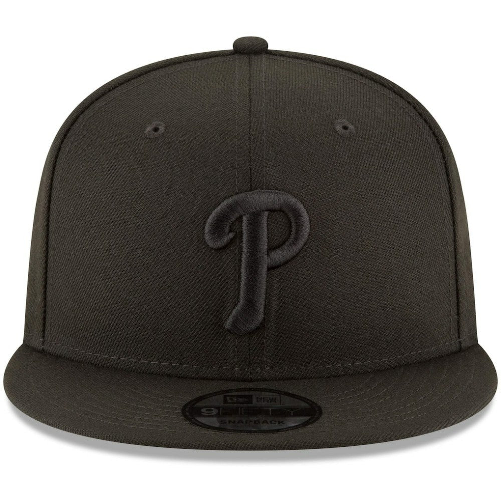 Philadelphia Phillies New Era Black on Black 9FIFTY Team Snapback Adjustable Hat - MLB
