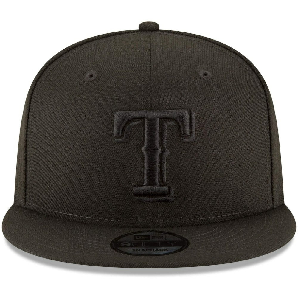 Texas Rangers New Era Black on Black 9FIFTY Team Snapback Adjustable Hat - MLB