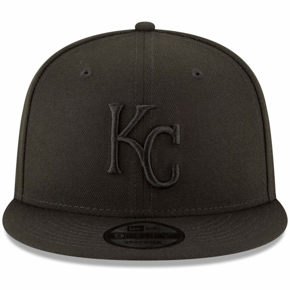 Kansas City Royals New Era Black on Black 9FIFTY Team Snapback Adjustable Hat - MLB