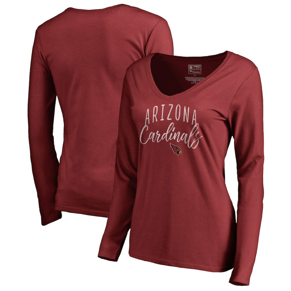 Arizona Cardinals Women's Graceful Long Sleeve V-Neck T-Shirt Cardinal | NFL