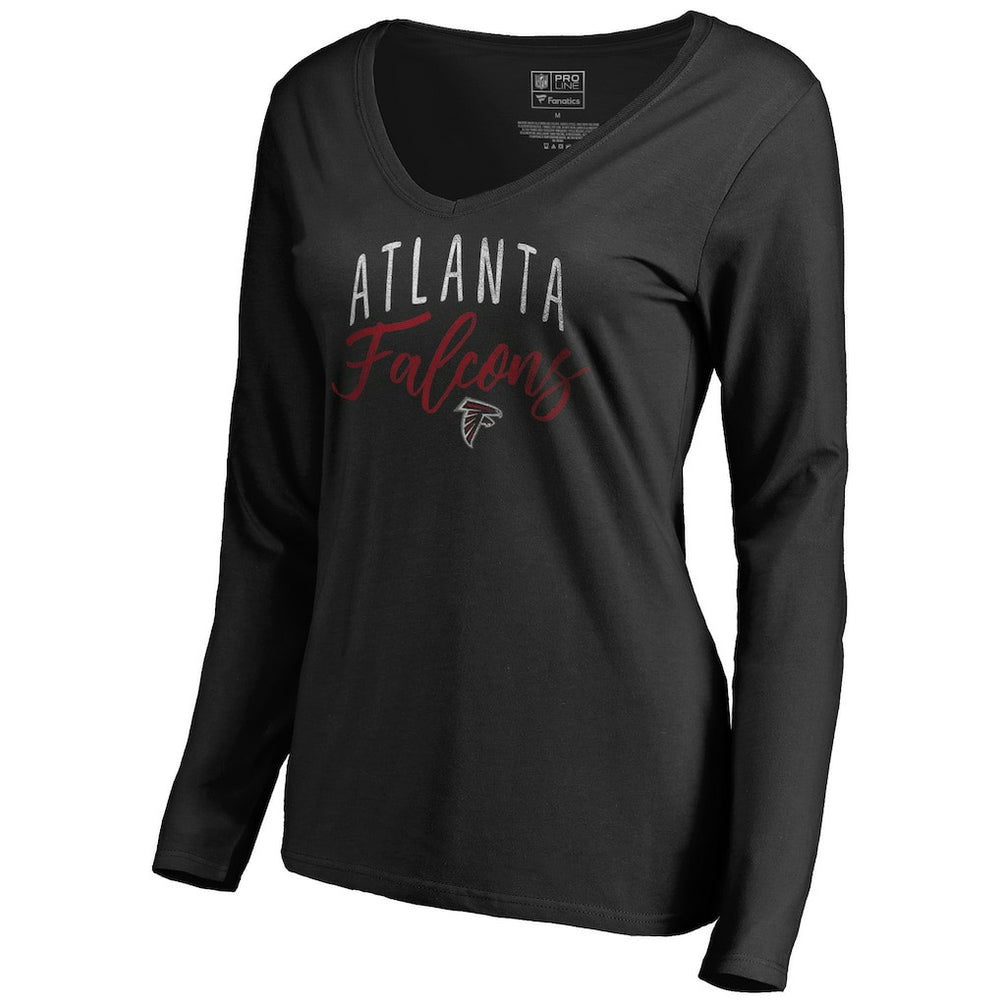 Atlanta Falcons Women's Graceful Long Sleeve V-Neck T-Shirt Black | NFL