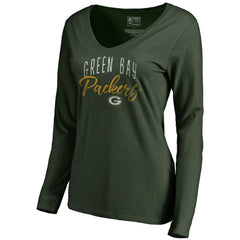 Green Bay Packers Women's Graceful Long Sleeve V-Neck T-Shirt Green | NFL