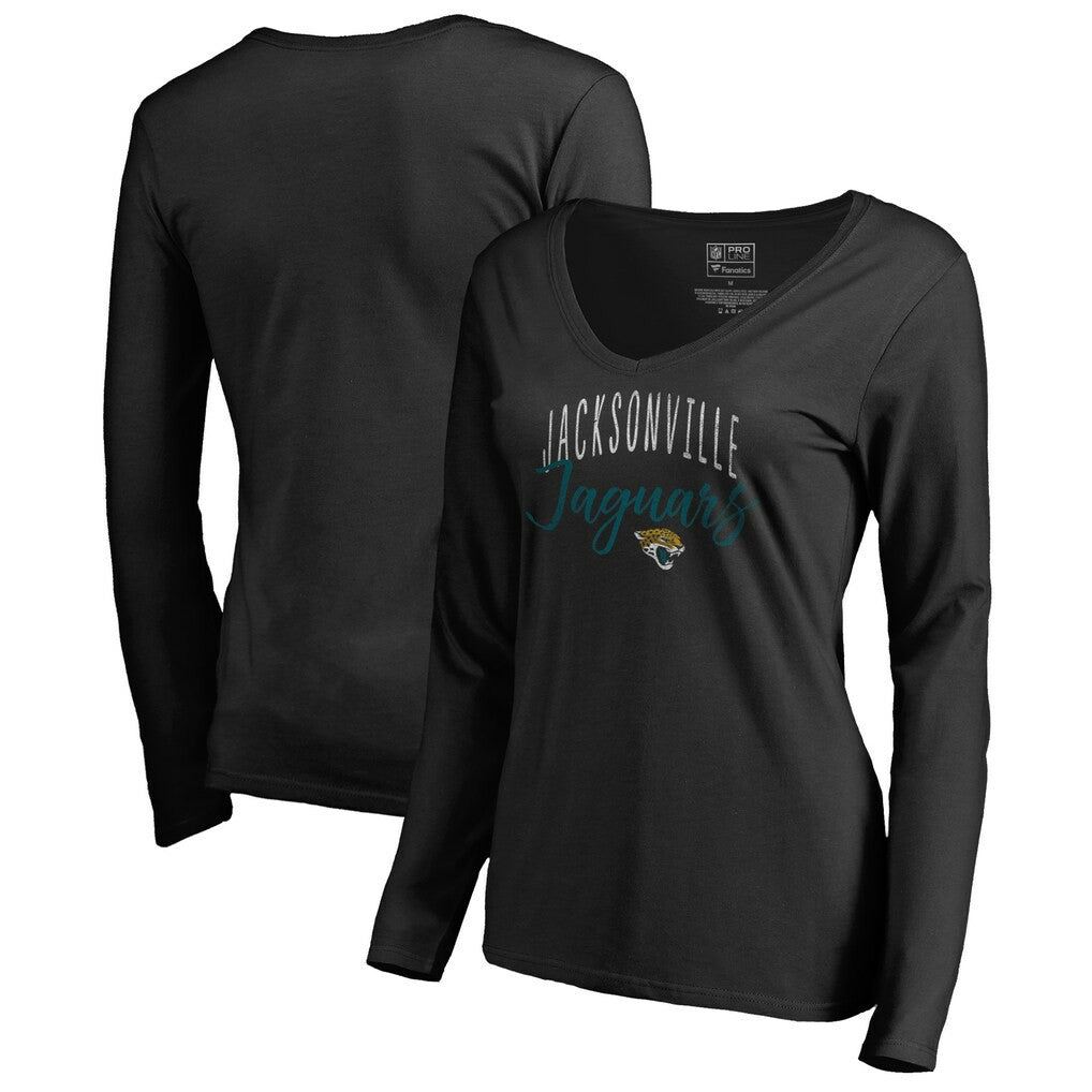 Jacksonville Jaguars Women's Graceful Long Sleeve V-Neck T-Shirt Black | NFL