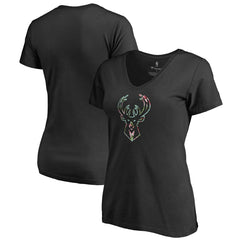 Milwaukee Bucks Lovely V-Neck T-Shirt Black - NBA