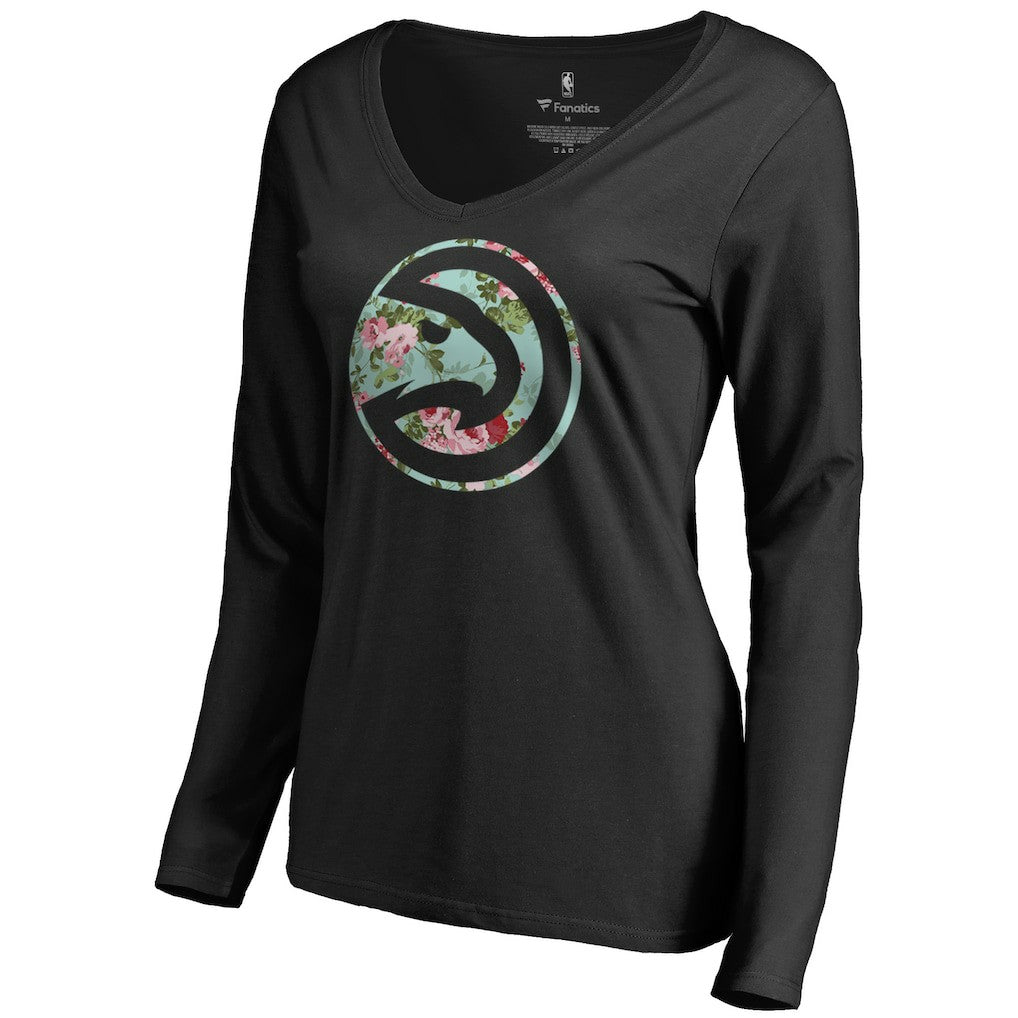Atlanta Hawks Women's Lovely V-Neck Long Sleeve T-Shirt Black - NBA