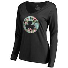 Boston Celtics Women's Lovely V-Neck Long Sleeve T-Shirt Black - NBA