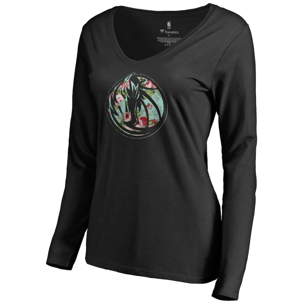 Dallas Mavericks Women's Lovely V-Neck Long Sleeve T-Shirt Black - NBA