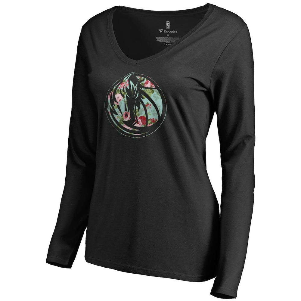Dallas Mavericks Women's Lovely V-Neck Long Sleeve T-Shirt Black - NBA