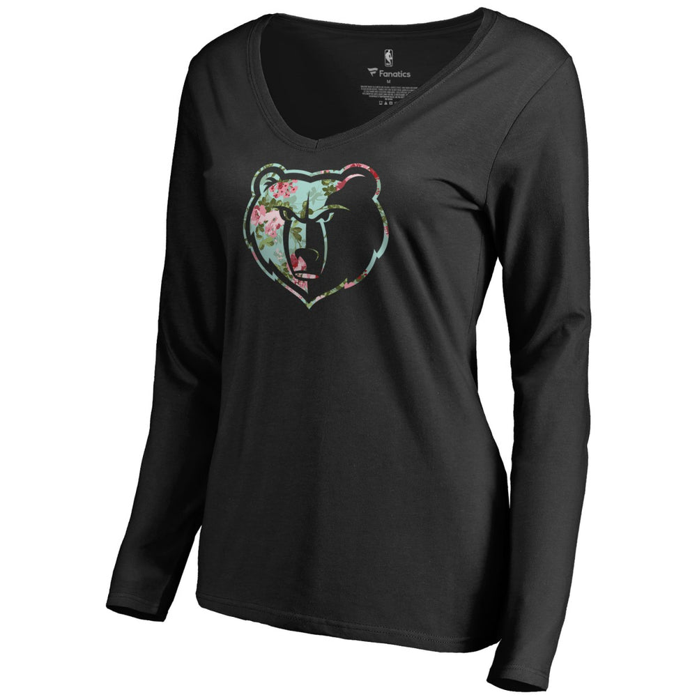 Memphis Grizzlies Women's Lovely Long Sleeve V-Neck T-Shirt Black - NBA