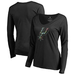 San Antonio Spurs Women's Lovely V-Neck Long Sleeve T-Shirt Black - NBA