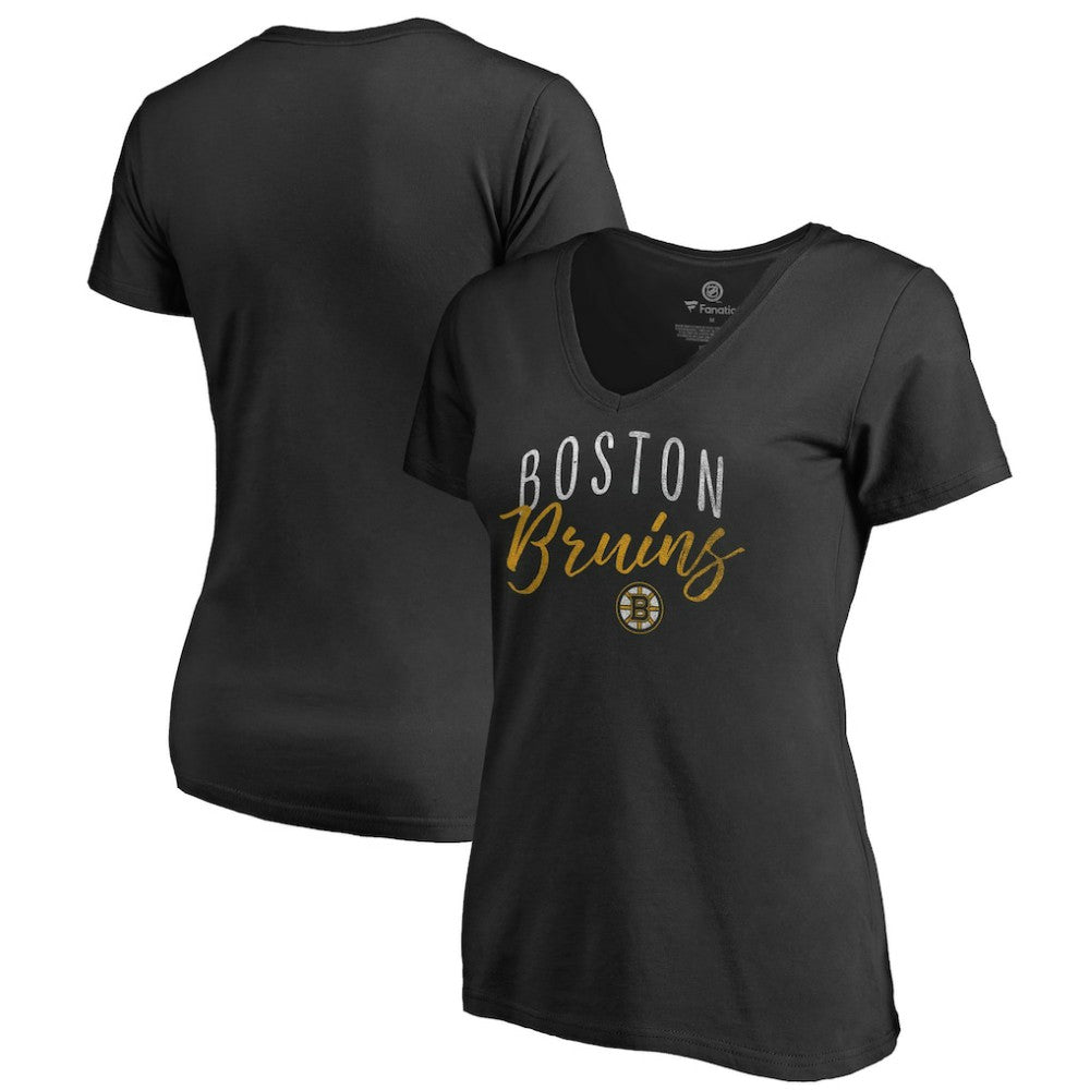 Boston Bruins Women's Graceful V-Neck T-Shirt - Black - NHL